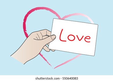 hand show paper note with love text vector 