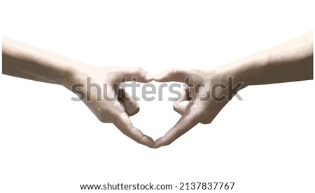 hand show stance. in the shape of a heart.