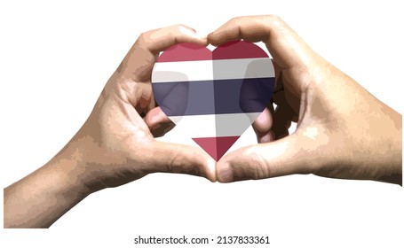 postura del show manual. en forma de corazón.stand con tailandia.