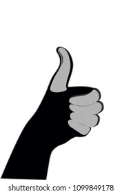 Hand show thumb, Hand, liking, good lift, finger symbol, idea, light bulb, cartoon vector, fun drawing, hope, brightness, image borders and black-and-white for business card icons.