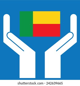 Hand showing Benin Flag. Vector illustration