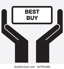 Hand showing best buy sign icon. Vector illustration.