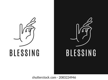 Hand is showing a blessing gesture logo concept