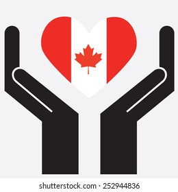 Hand Showing Canada Flag Heart Shape Stock Vector (Royalty Free ...