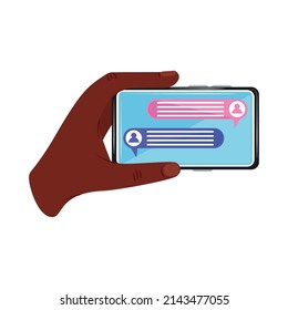 hand showing chat screen of smartphone
