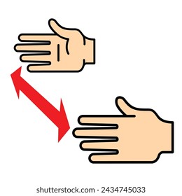hand showing distance, arrow, vector illustration