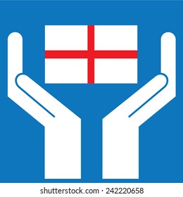 Hand showing England Flag. Vector illustration