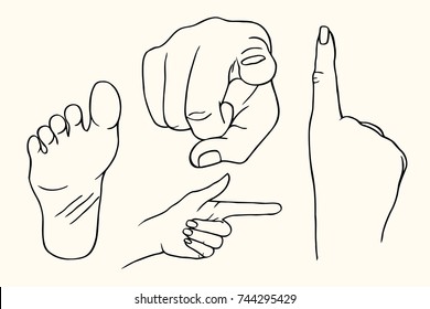 Hand showing a fig sign. Vector color vintage engraved illustration isolated on a white background. Hand sign for web, poster, info graphic