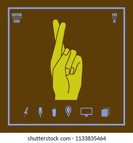 Hand showing fingers crossed. Hand gesture mean Lie or luck, superstition symbol.Vector icon on flat design style