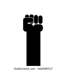 Hand showing fists raised up,  vector poster, symbol of protest white background