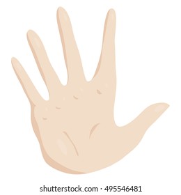 Hand showing five fingers icon in cartoon style isolated on white background vector illustration
