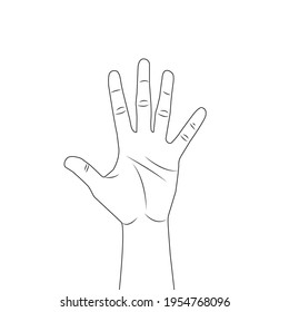 Hand Showing Five Fingers Palm Outline Stock Vector (Royalty Free ...