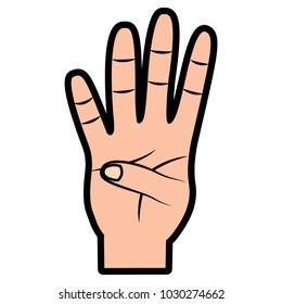 hand showing four count gesture