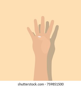 Hand showing four fingers, vector illustration design. Hands collection.