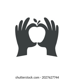 hand showing with fruit apple
