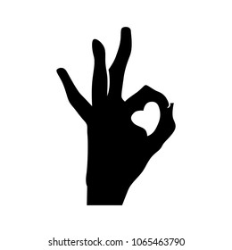 hand showing gesture OK as a heart