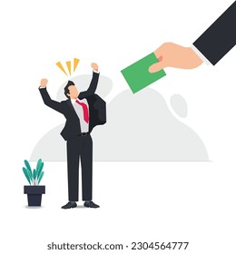 Hand showing a green card. Businessman get permission concept vector illustration