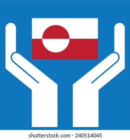 Hand showing Greenland Flag. Vector illustration