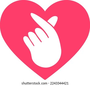 Hand showing heart with fingers gesture mini love. Valentine's day concept. Vector illustration.