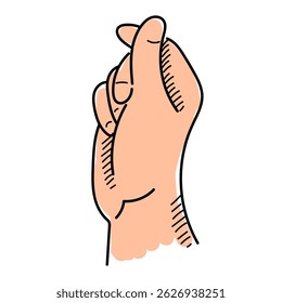 Hand showing heart gesture vector isolated. Hand-drawn illustration of fingers showing cute symbol, love emotion. Doodle palm of hand.