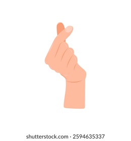 Hand showing heart symbol with fingers. Korean heart finger gesture set. Heart finger symbol, popular Korean heart shaped gesture to express love and affection. Vector.