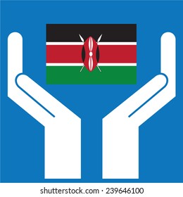 Hand showing Kenya Flag. Vector illustration. 