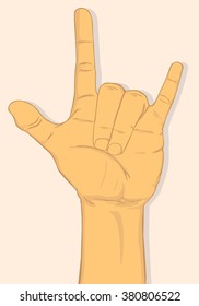 A hand up showing Love sign. vector and illustration design