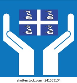 Hand showing Martinique Flag. Vector illustration. 