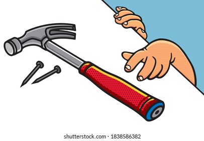 Hand showing measuring in sign language and child safety Concept. The various postures of hand, illustration, shape, line, art, pattern, retro style in vector isolated on background.