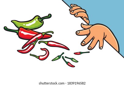 Hand showing measuring in sign language and child safety Concept. The various postures of hand, illustration, shape, line, art, pattern, retro style in vector isolated on background.