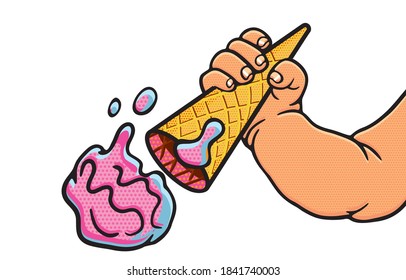 Hand showing measuring in sign language and child safety Concept. The various postures of hand, illustration, shape, line, art, pattern, retro style in vector isolated on background.