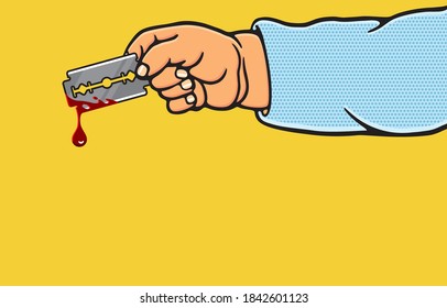 Indicación manual de medición en lenguaje de señas y concepto de seguridad infantil. Las diferentes posturas de mano, ilustración, forma, línea, arte, patrón, estilo retro en vector aislado en el fondo.