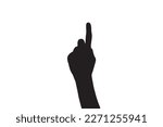 Hand showing number one with finger, silhouette vector. Counting with hand.
