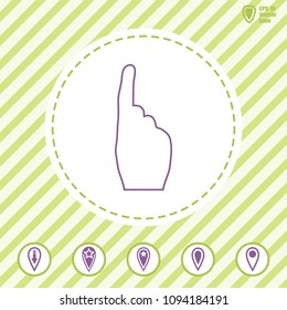 hand showing number one  gesture line vector icon on a flat design style, suitable for web site, logo, app, UI