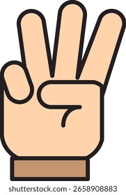 Hand Showing Number Three Gesture Icon