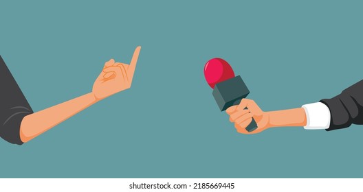 
Hand Showing An Obscene Gesture To A Reporter Vector Cartoon Illustration. Rude Person Making A No Comment Sign To A Journalist Asking Questions
