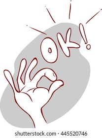 Hand showing OK. Painted vector hand. All perfectly.