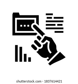 mostrar en el vector de icono de glifo de carpeta. mostrar en el signo de carpeta. símbolo de contorno aislado ilustración negra