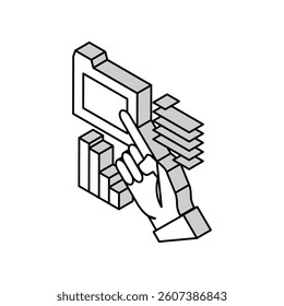 hand showing on folder isometric icon vector. hand showing on folder sign. isolated symbol illustration