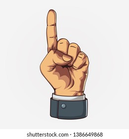 Hand showing one count. Clean vector illustration.