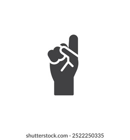 Hand showing one vector icon. Filled flat sign for mobile concept and web design. Number one gesture glyph icon. Index symbol, logo illustration. Vector graphics