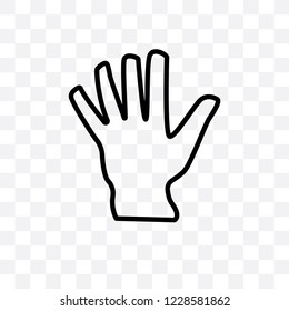 Hand showing palm vector linear icon isolated on transparent background, Hand showing palm transparency concept can be used for web and mobile