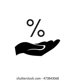Hand showing percentage icon. Vector illustration.
