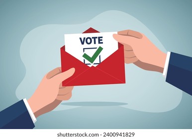 Hand is showing red envelope with vote.