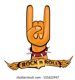 hand up showing rock sign. vector sign of rock n roll music and lifestyle.