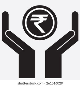 Hand Showing Rupee Sign Vector Illustration Stock Vector (Royalty Free ...