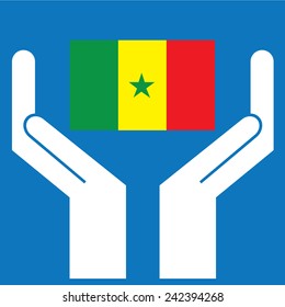Hand showing Senegal Flag. Vector illustration 