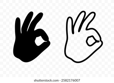 Hand showing or shows ok or okay gesture, graphic design. Arm or wrist gesticulate symbol fine or cool, vector design and illustration