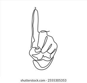 Hand showing something with index finger, continuous line drawing, vector illustration	