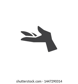 Hand showing something vector icon. filled flat sign for mobile concept and web design. Offer hand gesture glyph icon. Symbol, logo illustration. Vector graphics